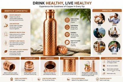 100% Pure Copper Water Bottle