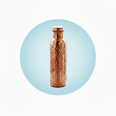 Copper Bottle on Light Blue Circle - No Shadow